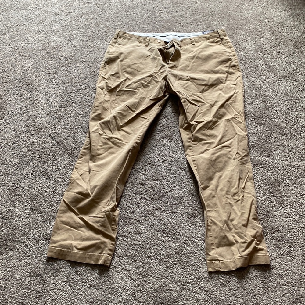 Polo Ralph Lauren Stretch Custom Fit Khaki Chino Pants Size 38x32 Tan